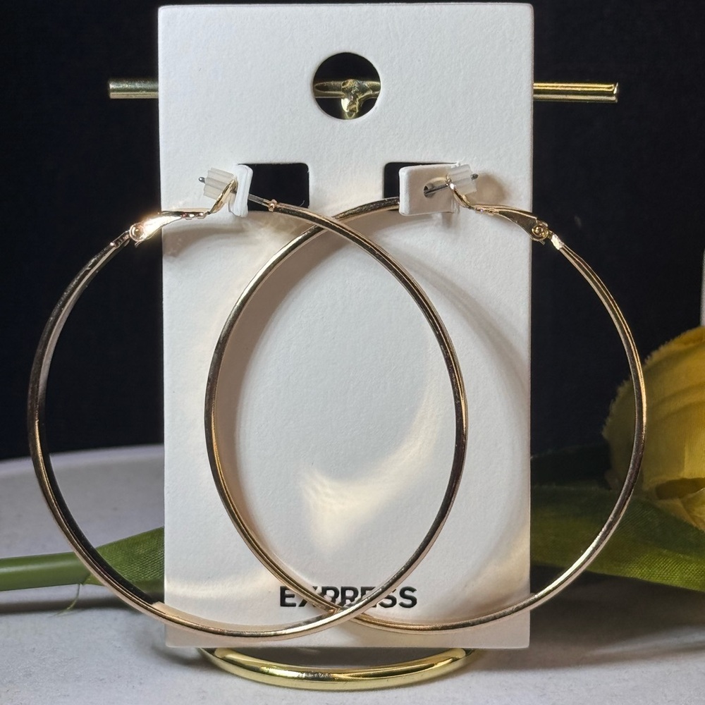EXPRESS Gold Tone Textured Hoop Earnings